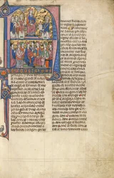 Initiale N - Vidal de Canellas überreicht seinen Text König James
